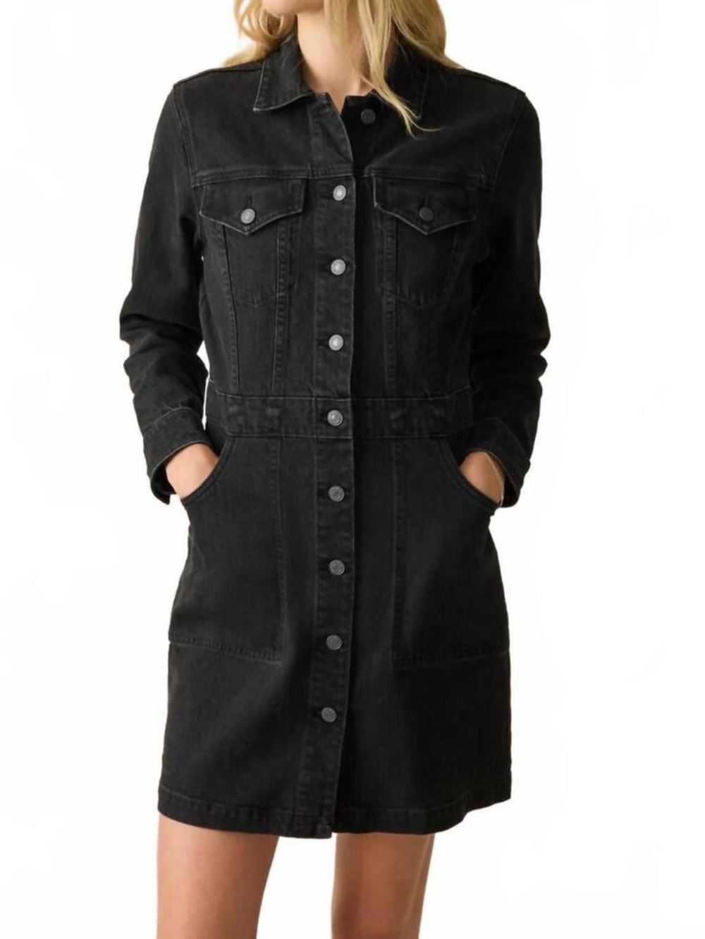 Faherty Michelle Denim Organic Cotton Dress Washed black Size 4